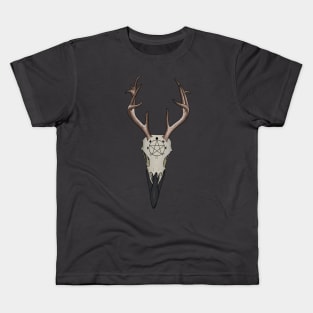 Raven Skull with Antlers and Pentagram Kids T-Shirt